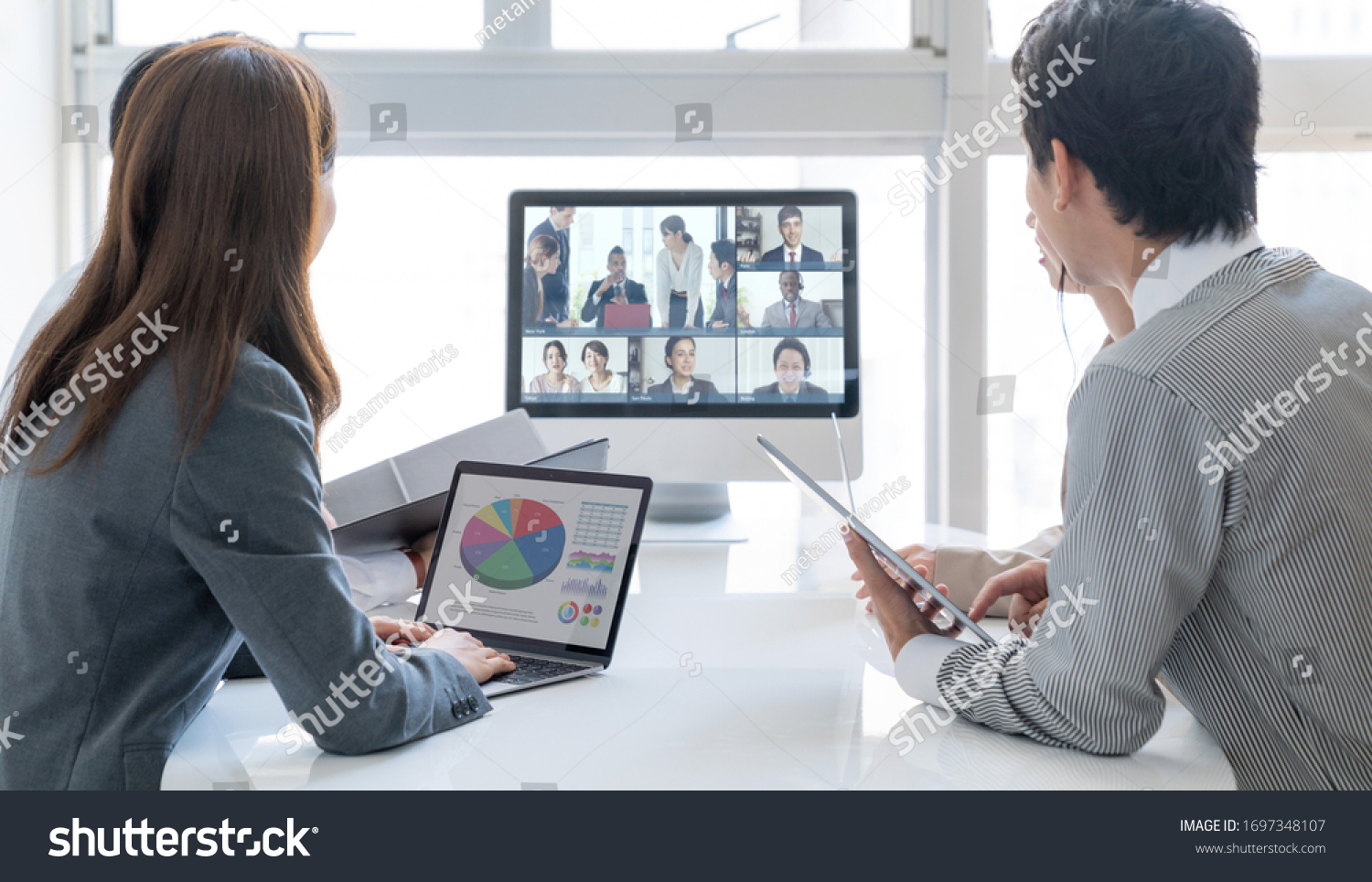 Video conference concept. Telemeeting. Videophone. Teleconference. #1697348107