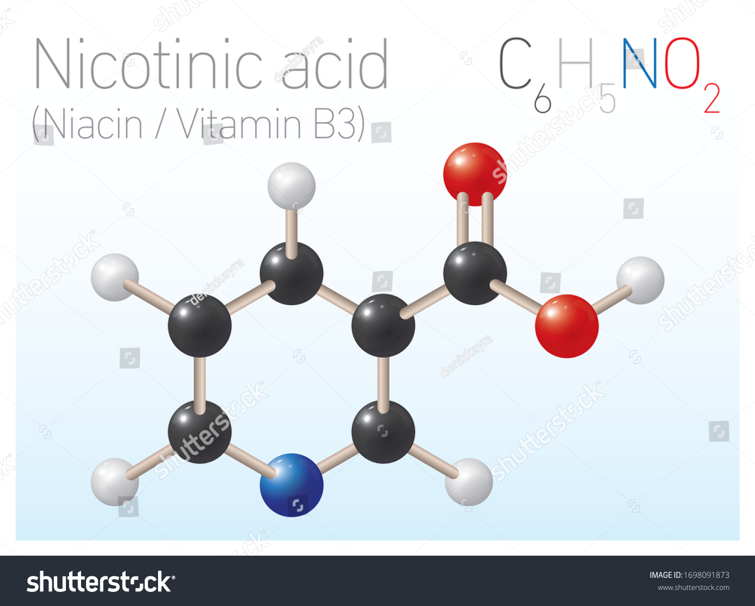 Nicotinic acid (Niacin/Vitamin B3) Structural Royalty Free Stock