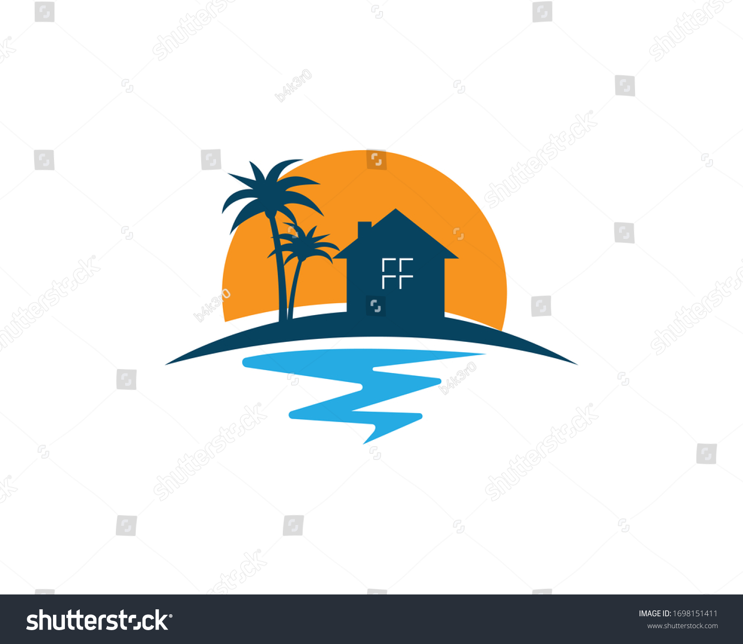 Beach house logo design template. Shore house - Royalty Free Stock ...