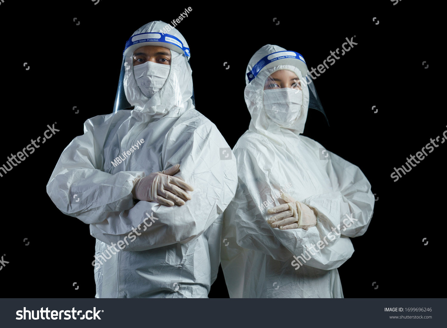 Doctor wearing ppe suit and face mask and face shield in hospital, Corona virus, Covid-19 virus outbreak concept. #1699696246