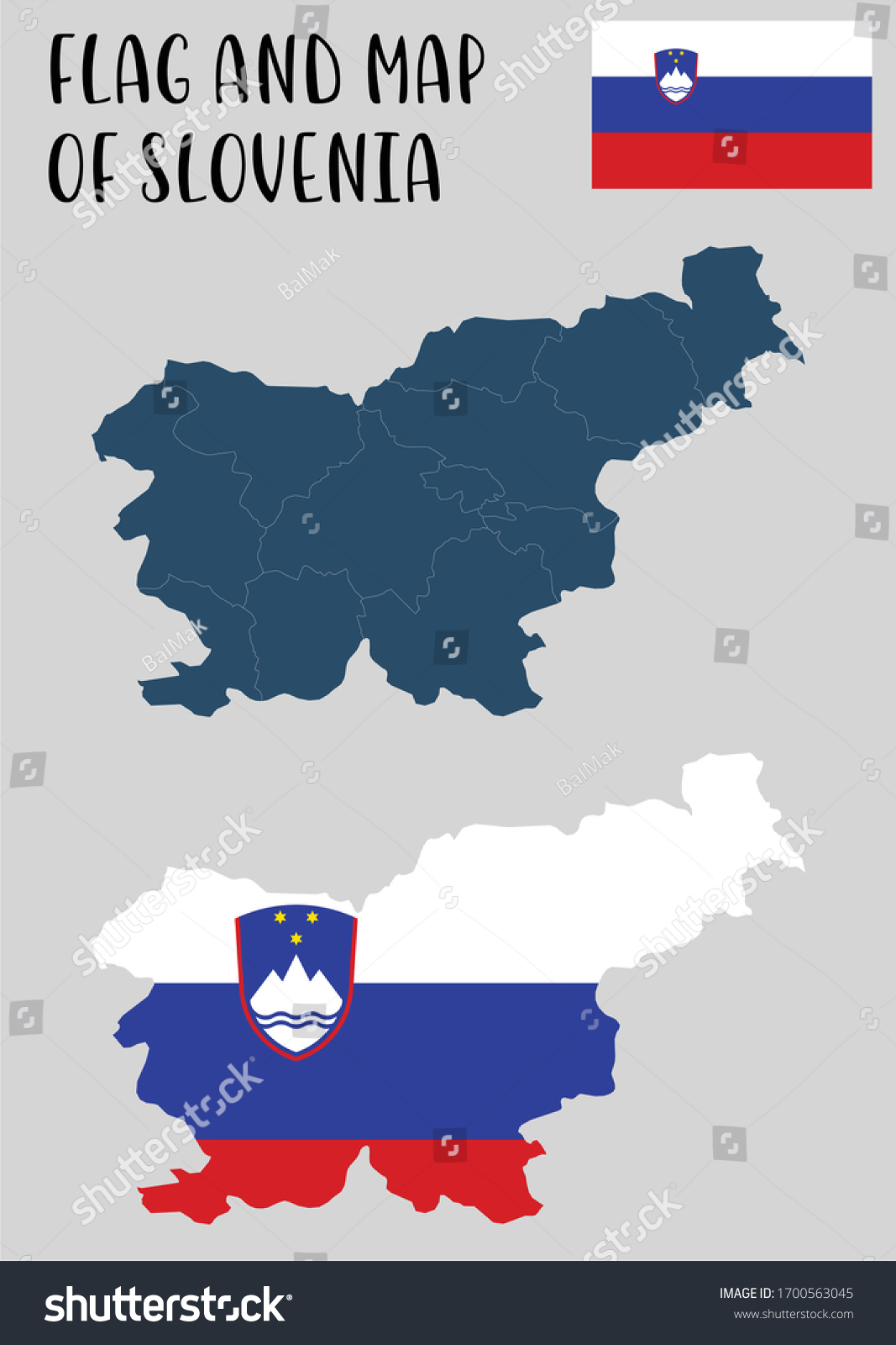 Flag and Map of Slovenia - Royalty Free Stock Vector 1700563045 ...