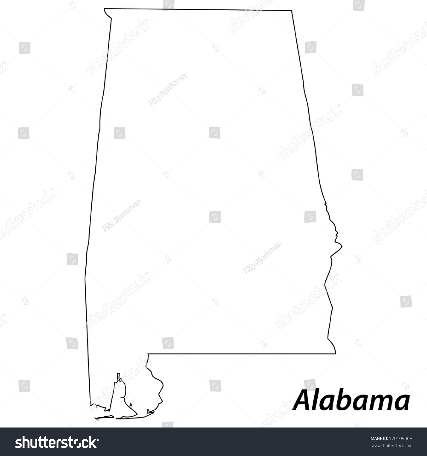 High detailed vector map with contour - Alabama - Royalty Free Stock ...