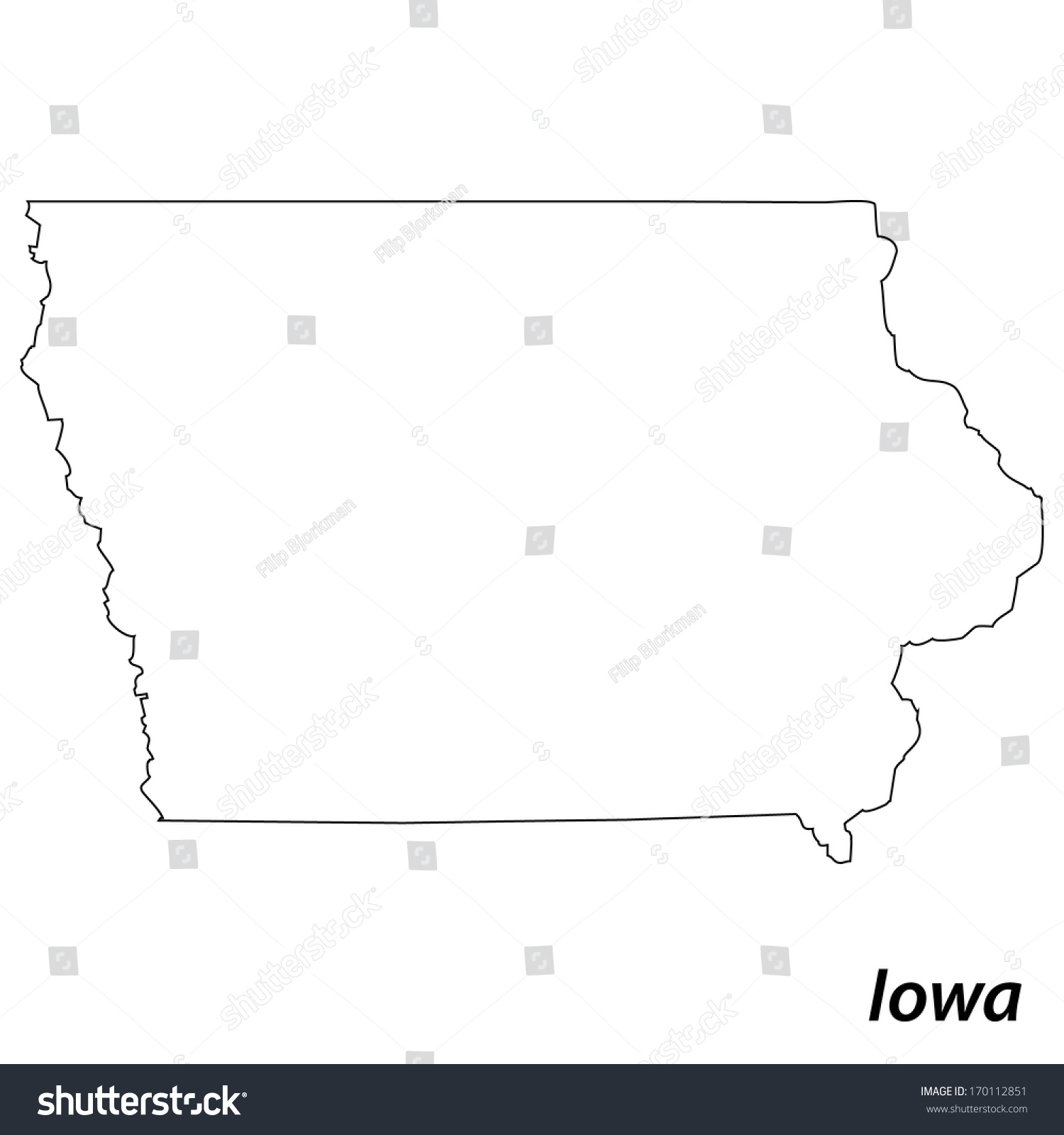 High detailed vector map with contour - Iowa - Royalty Free Stock