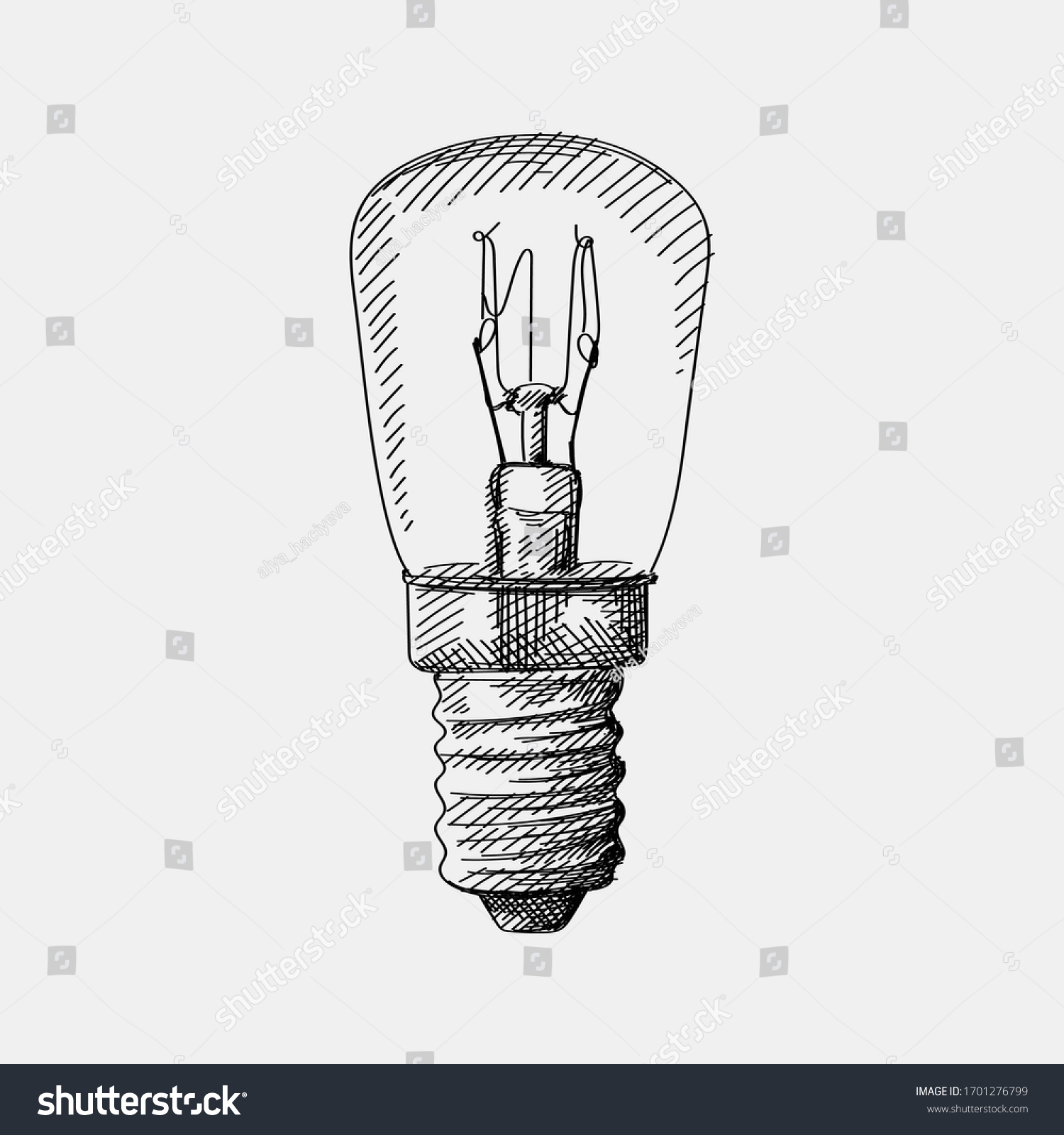 Hand-drawn sketch of a straight-sided light bulb - Royalty Free Stock ...