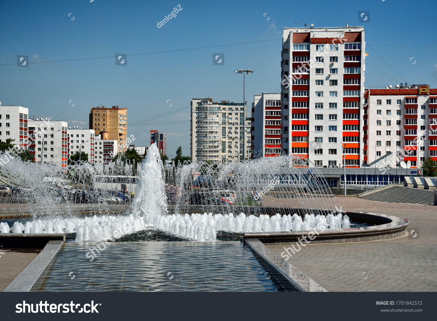 Ufa, a square with a fountain next to the monument to Salavat Yulaev #1701842572