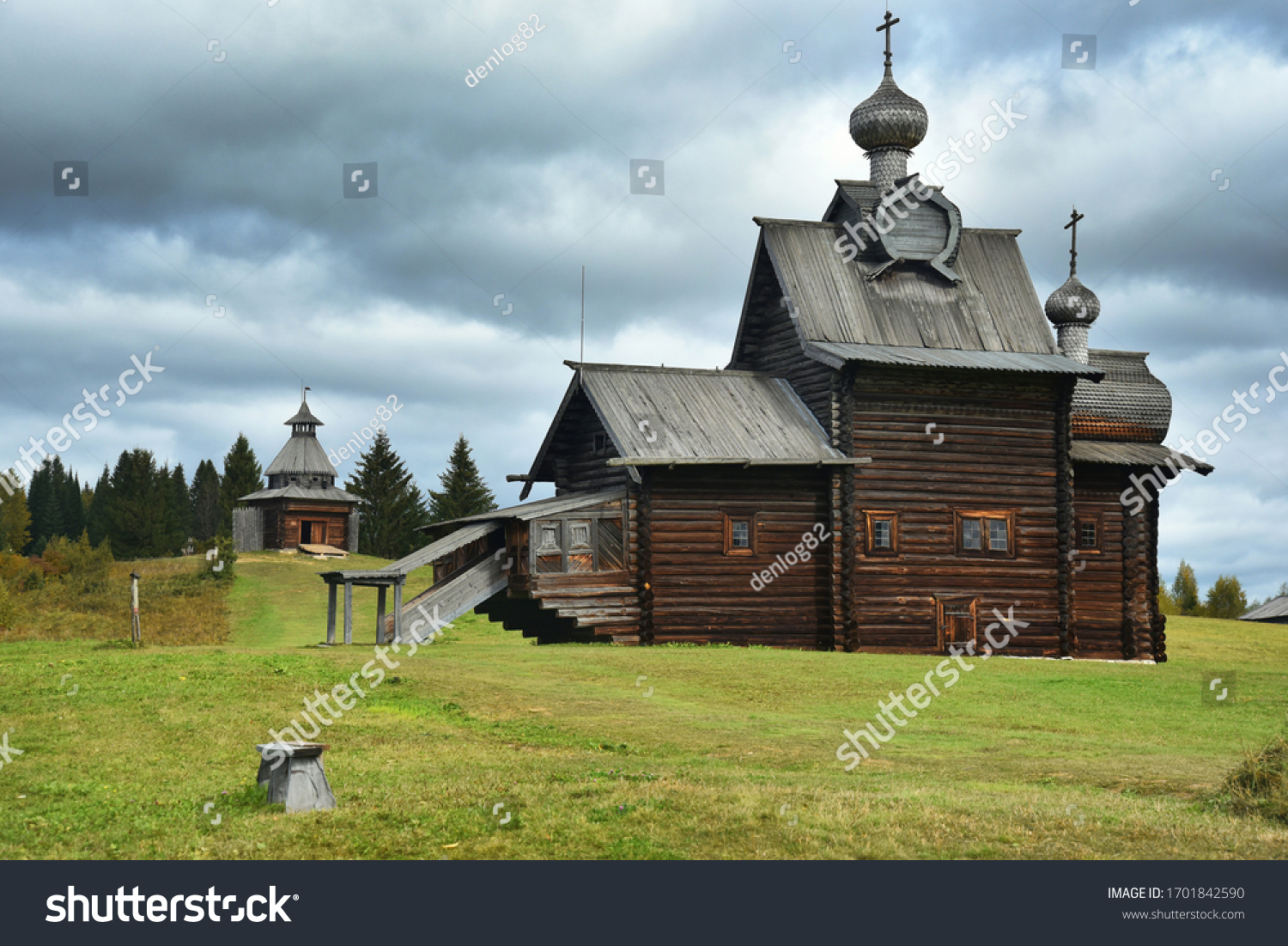 Khokhlovka Park and the Museum of Wooden Architecture in the open. Russia #1701842590