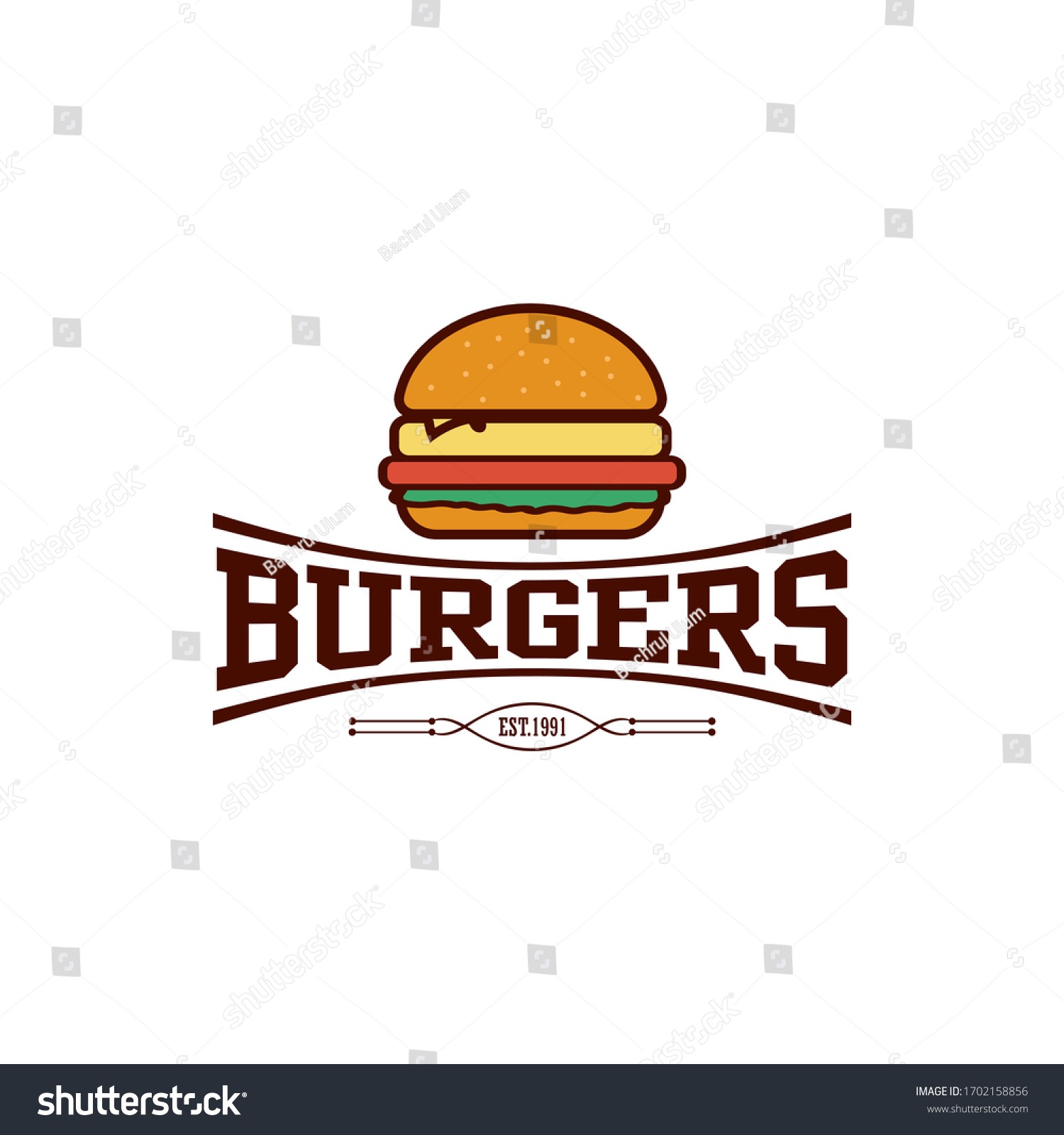 Retro fast food burger badge logo design. - Royalty Free Stock Vector ...