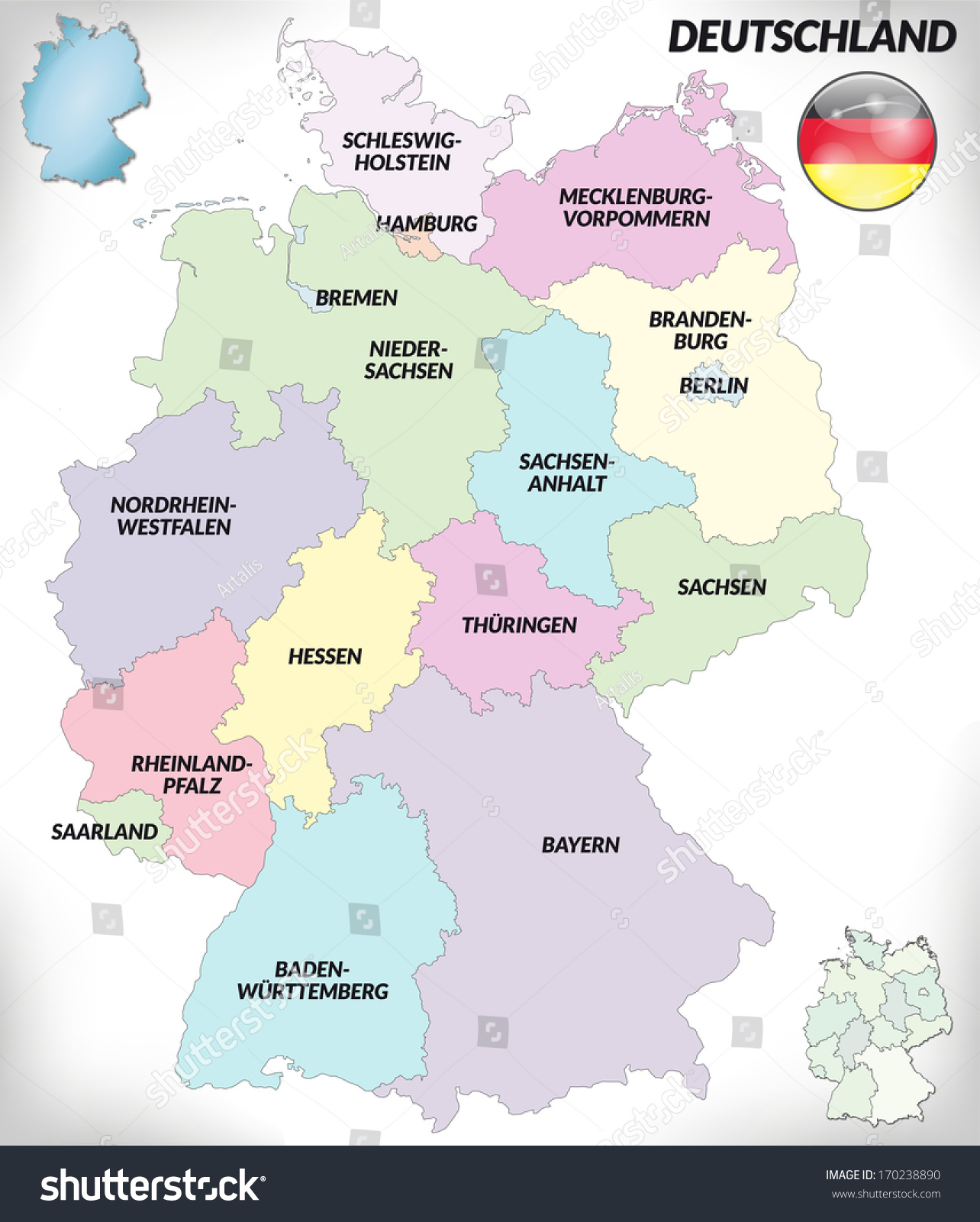 Map of Germany with borders - Royalty Free Stock Photo 170238890 ...