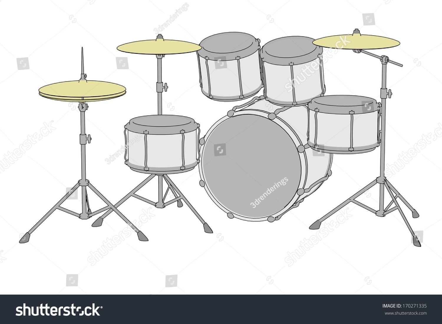 Cartoon Illustration Of Drum Set Royalty Free Stock Photo 170271335