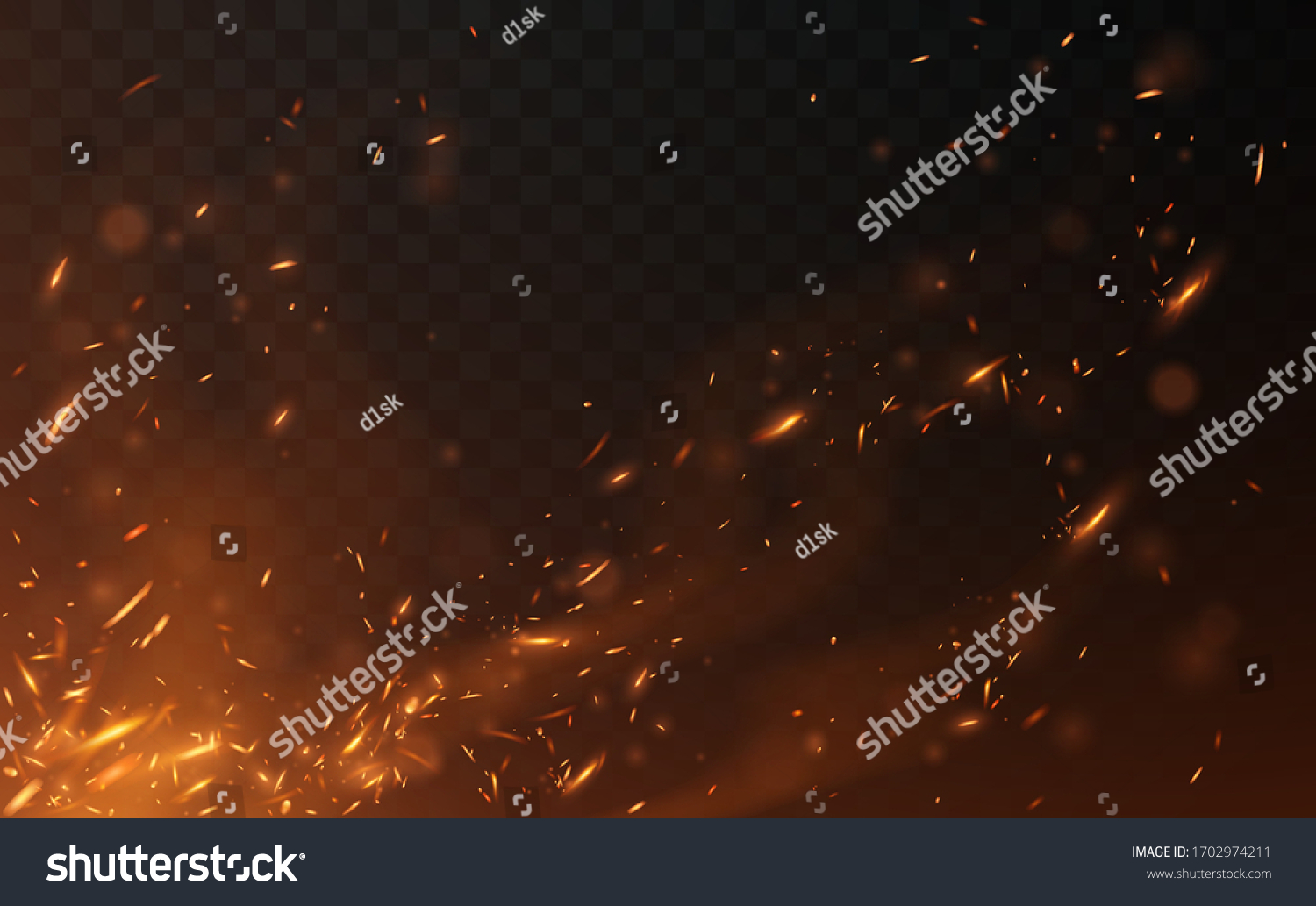 Flying fire sparks on checkered background #1702974211