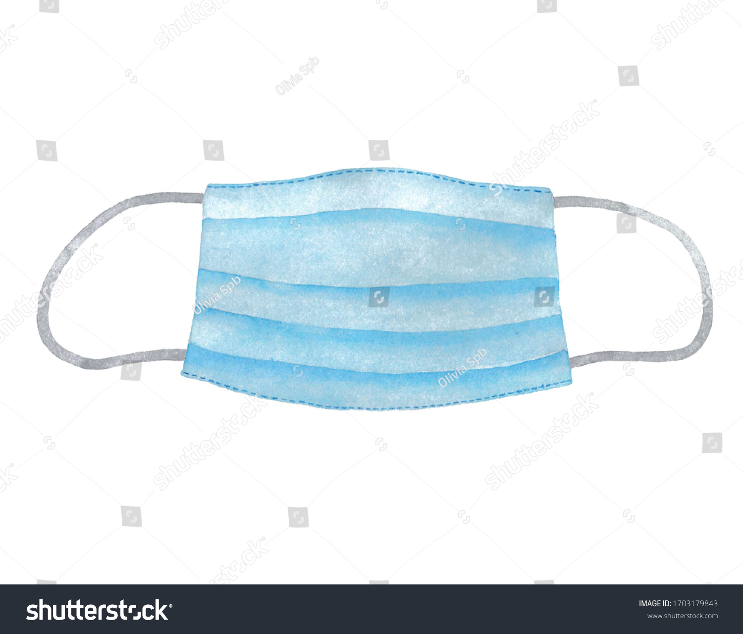 Protection mask isolated on white background, watercolor illustration  #1703179843