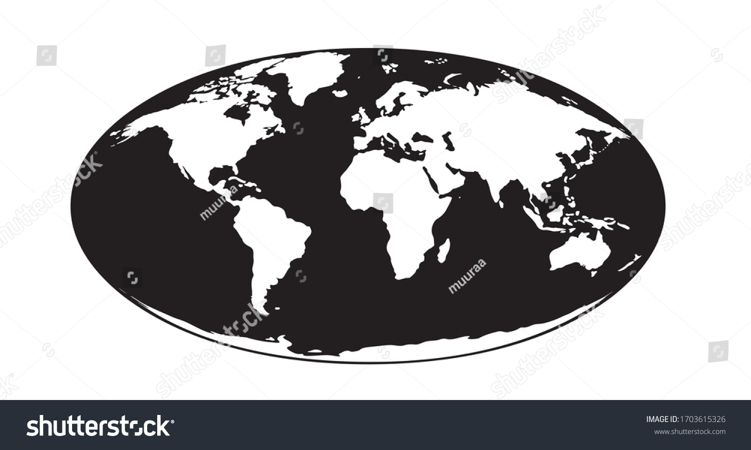 Simplified oval world map illustration with main - Royalty Free Stock ...