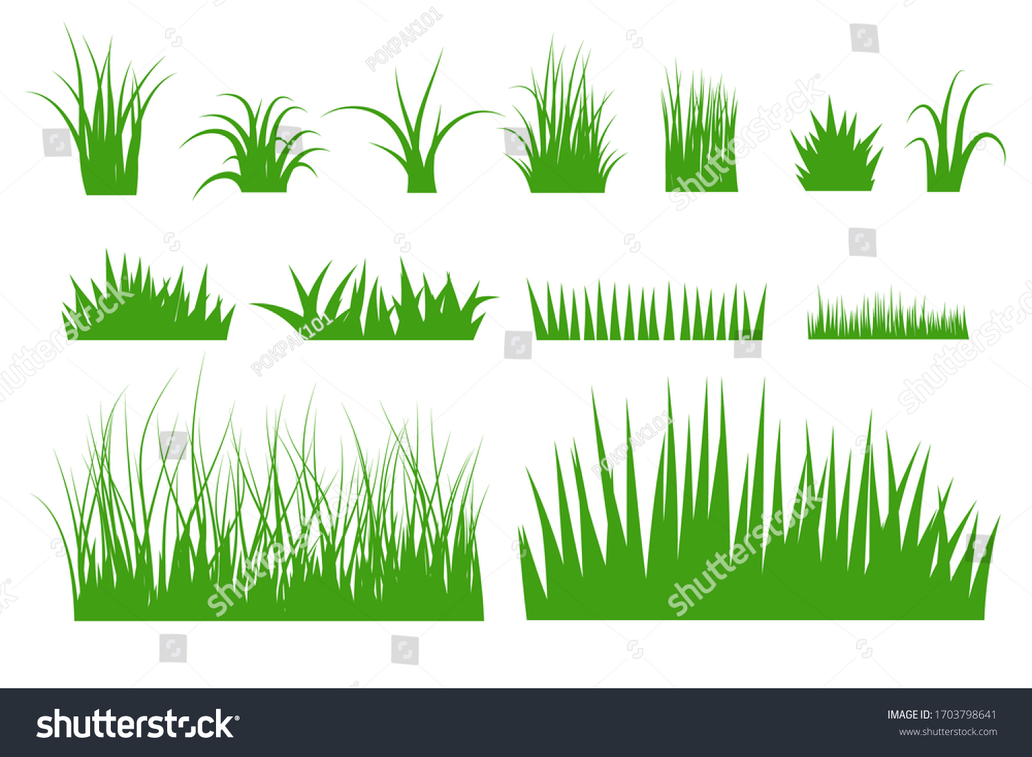 Green grass vector set. flat design #1703798641