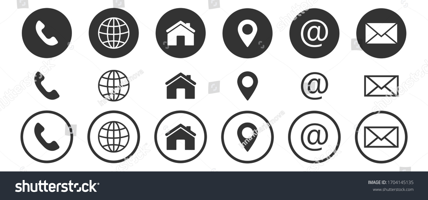 web icon, contact us icon, blog and social media round signs #1704145135