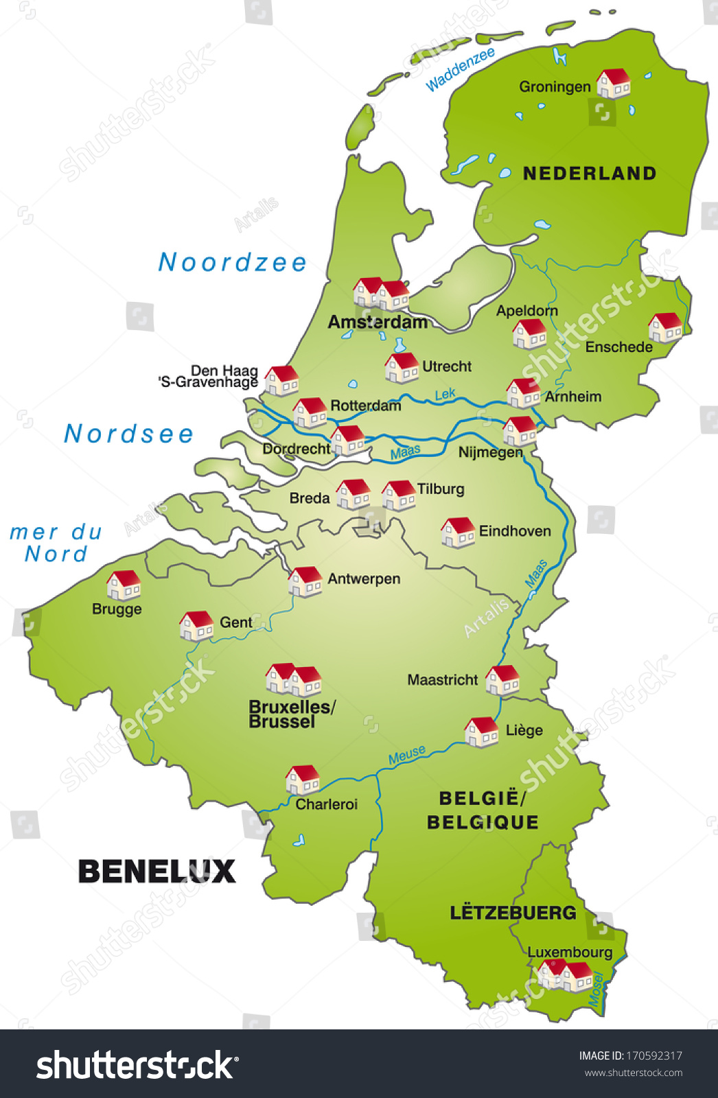 Map of Benelux as an infographic in green - Royalty Free Stock Photo ...