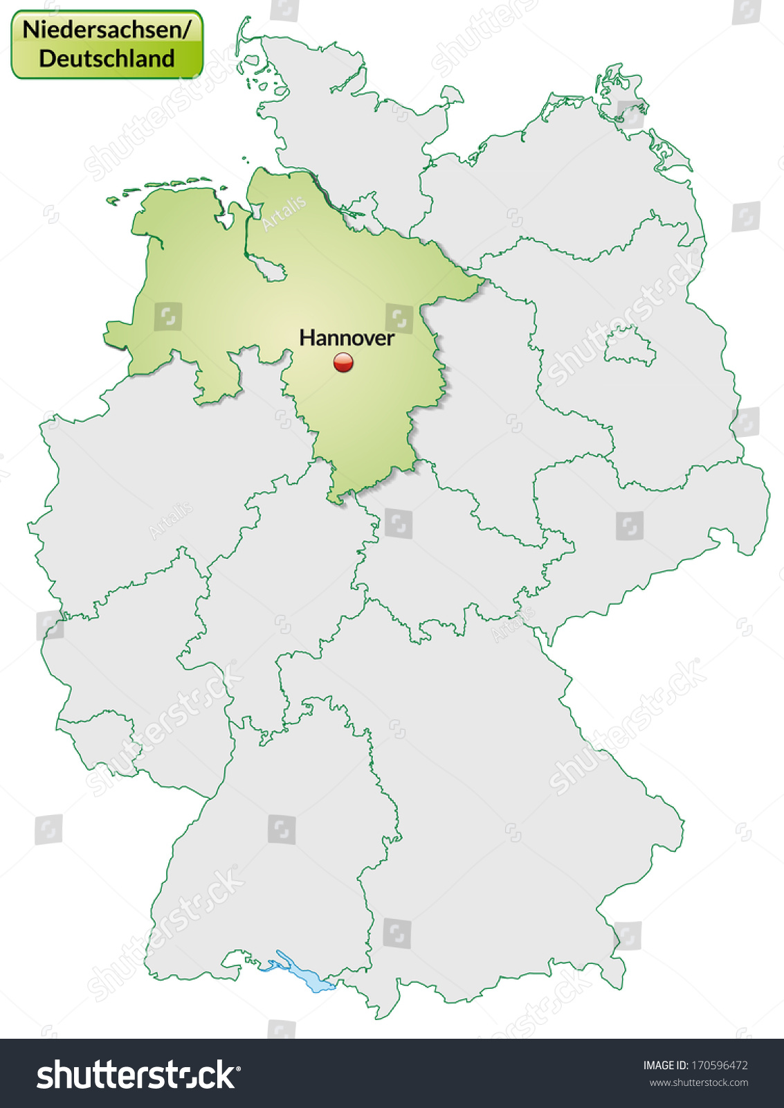 Map Of Lower Saxony With Main Cities In Pastel - Royalty Free Stock 