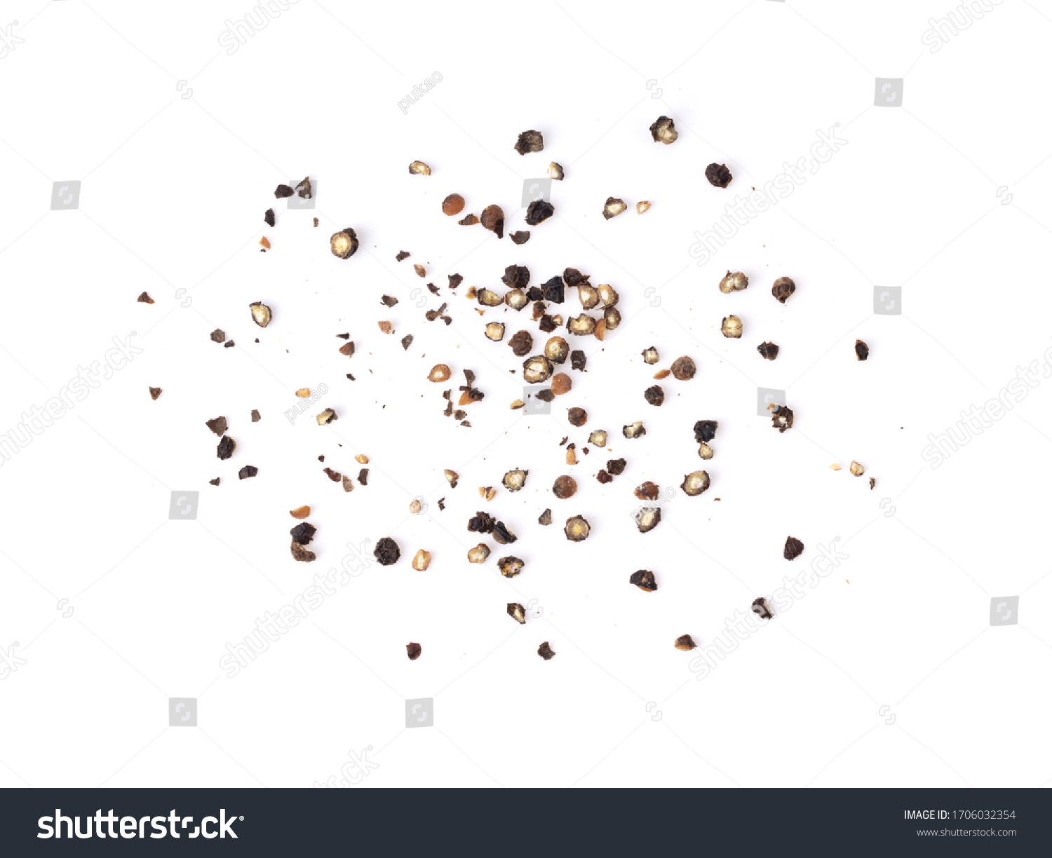 Ground black pepper isolated on a white background top view  #1706032354