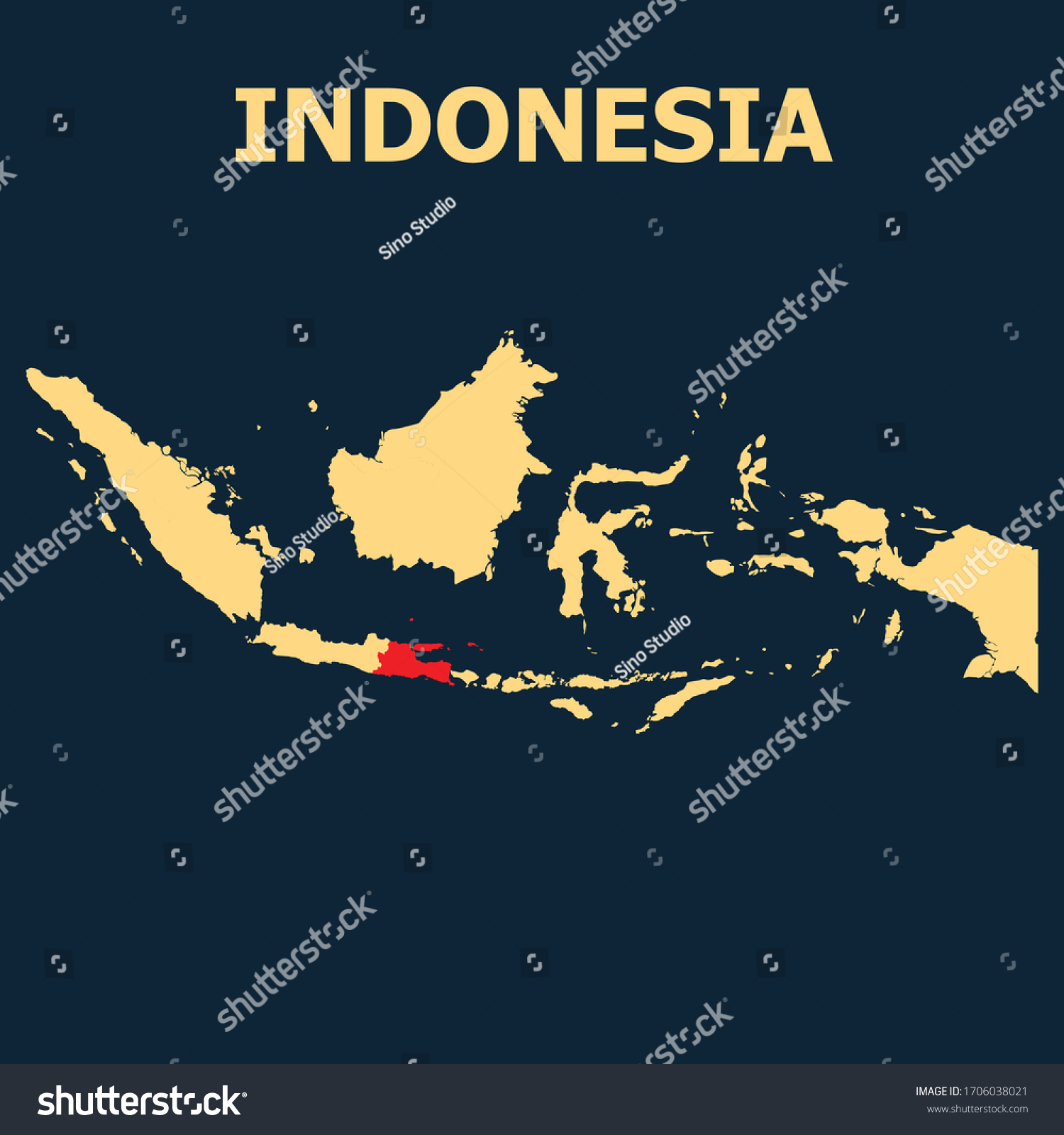 Jawa Timur Indonesia Map High Detailed Map Of Jawa Timur Highlighted On - Royalty Free Stock Vector  1706038021 - Avopix.com