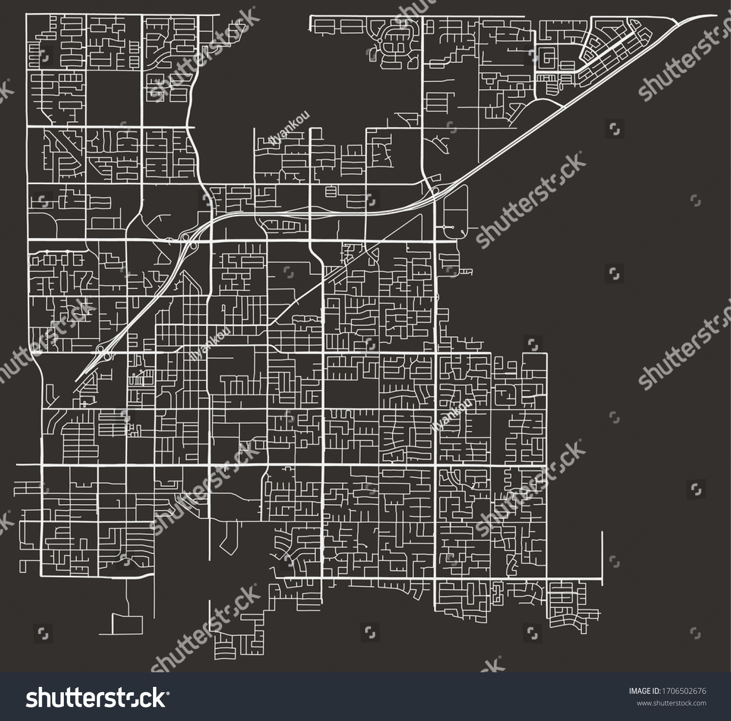 Clovis, California, USA map of roads and streets - Royalty Free Stock ...