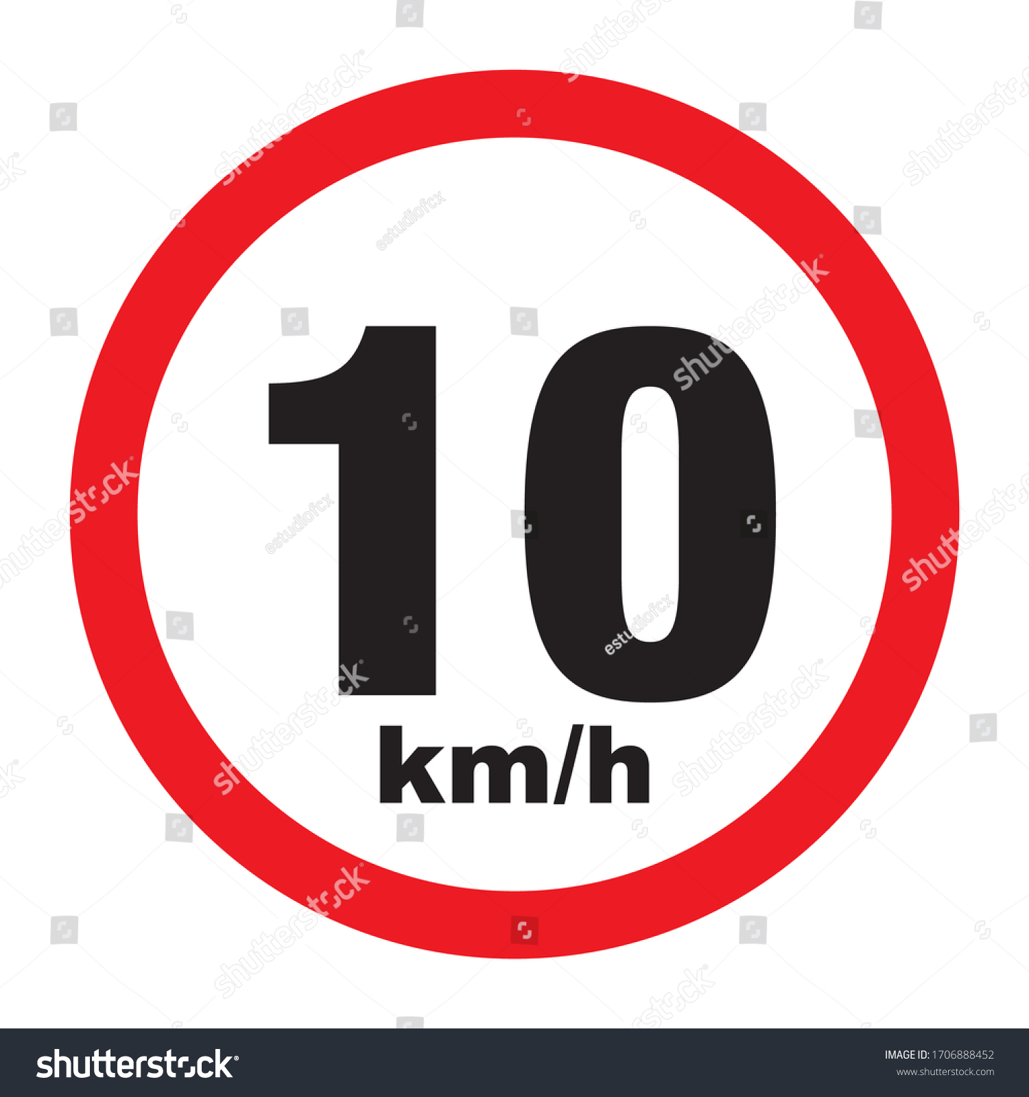 Maximum Speed limit sign 10 km/h. Isolated road - Royalty Free Stock ...