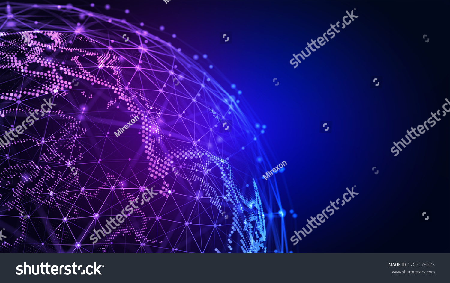 Connection lines Globe. Background with Light Effect. Global International Connectivity Background. 3D illustration. #1707179623