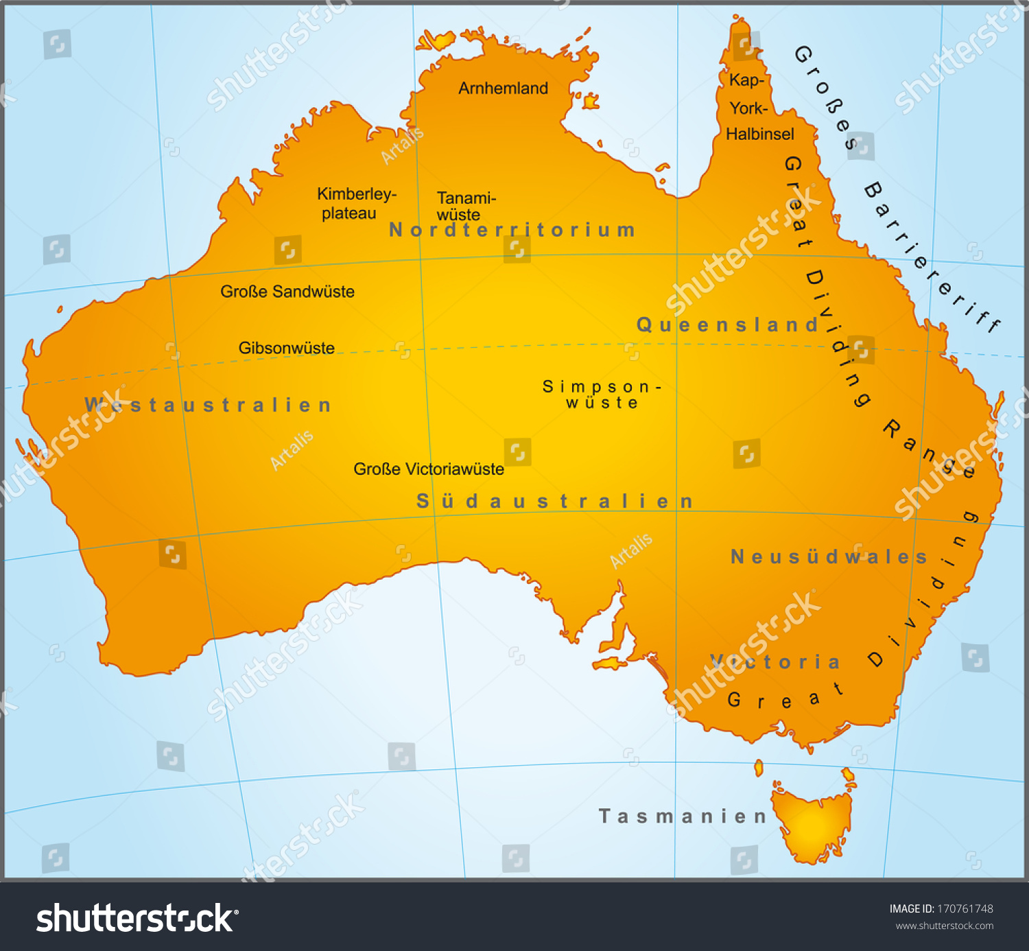 Map of Australia as an overview map - Royalty Free Stock Photo ...