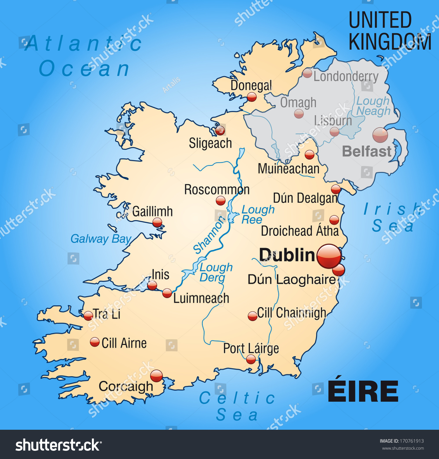 Map of Ireland as an overview map in pastel - Royalty Free Stock Photo ...