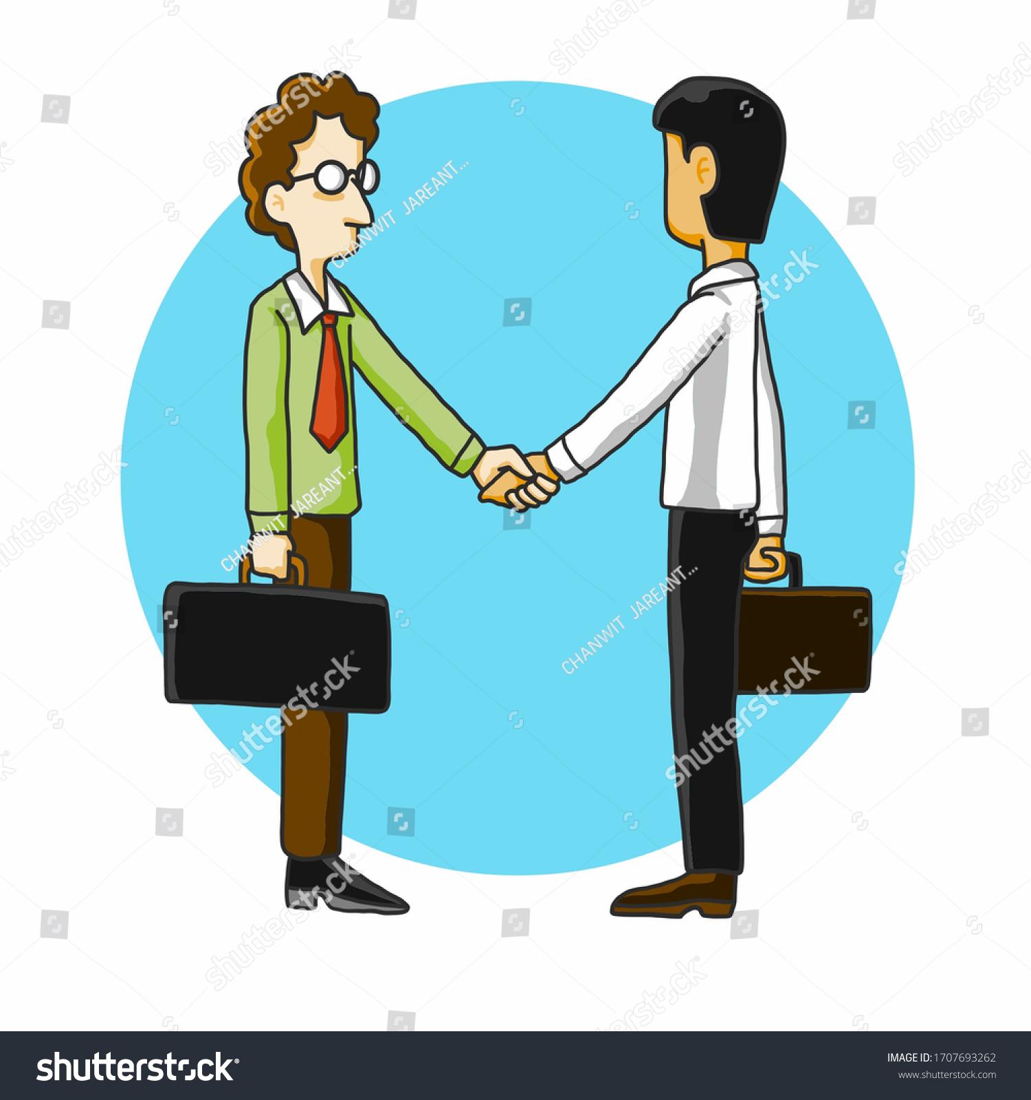 Two Man Agree Business Successfully Handle The - Royalty Free Stock 