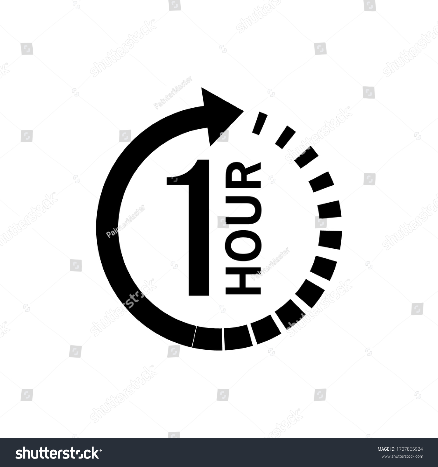 One hour arrow icon on white background. Stock vector #1707865924