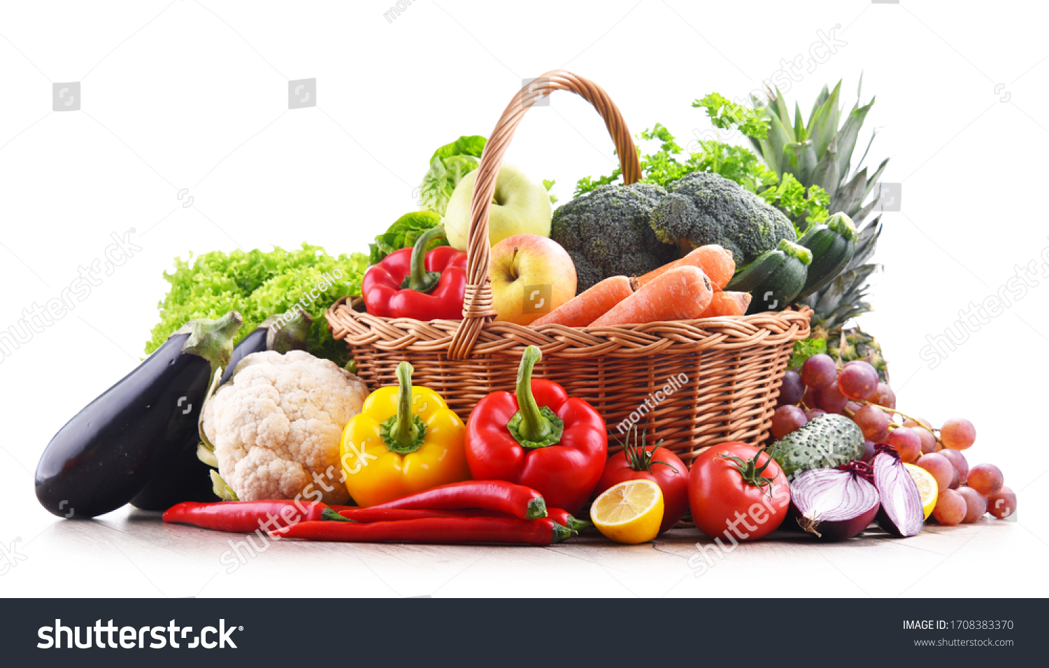 Composition with assorted organic vegetables and fruits. #1708383370