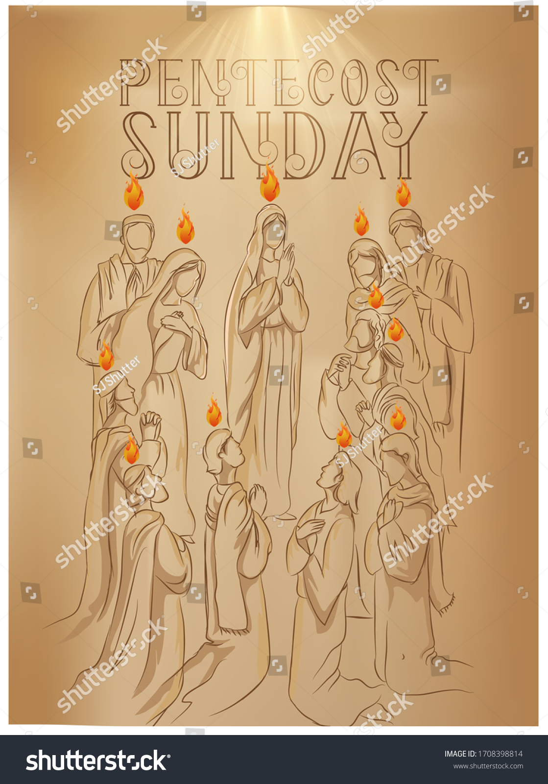 Pentecost Sunday Holy Spirit vector illustration - Royalty Free Stock ...