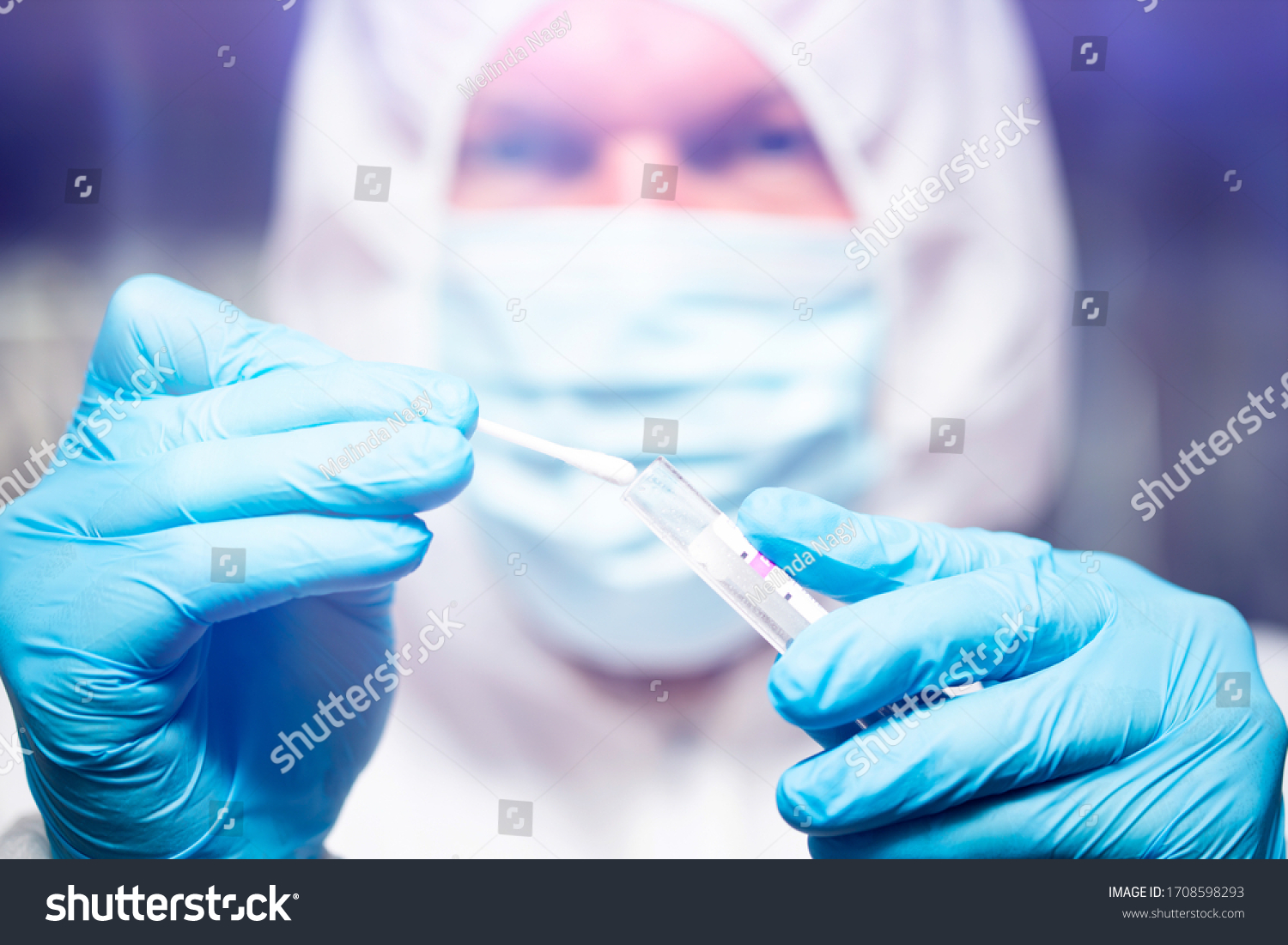 Concept of COVID-19 - Coronavirus disease - 2019-nCoV. Doctor holding blood sample for analysis and sampling of Covid-19 infectious disea. #1708598293