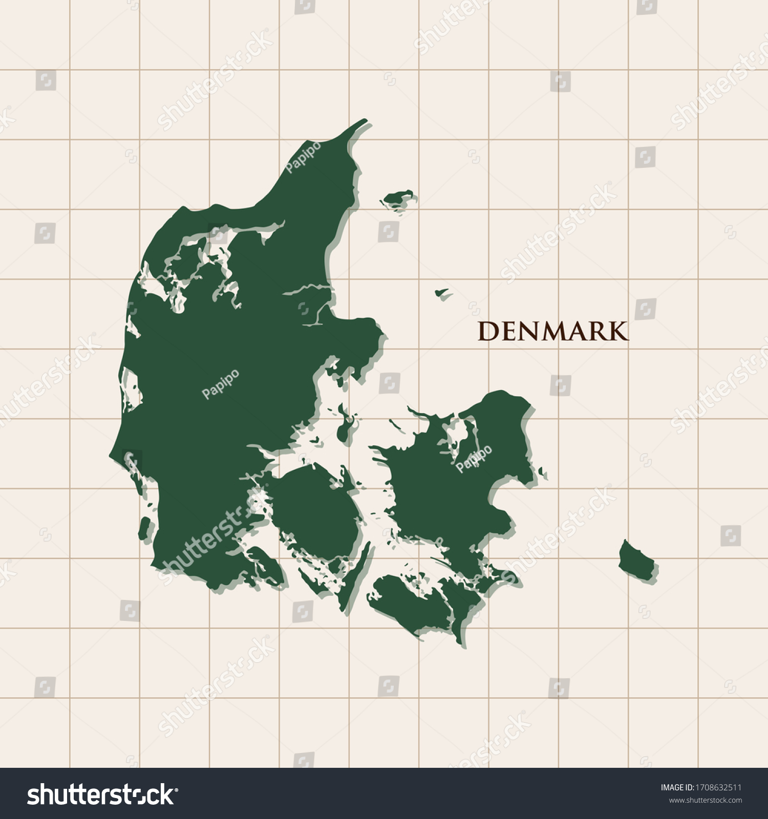 Map Of Denmark Vector Design Template Royalty Free Stock Vector 1708632511 8047