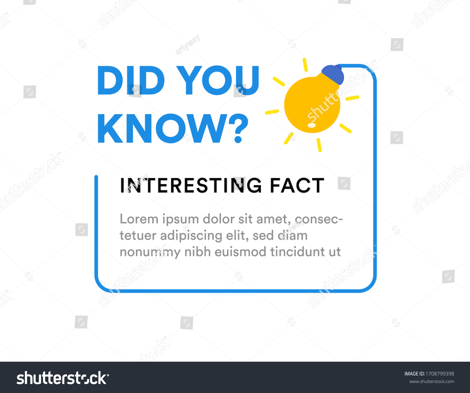 Did you know? Web banner with frame and bulb, idea box, quote for interesting fact. Web interface infographic, flat design element. Vector illustration. #1708799398
