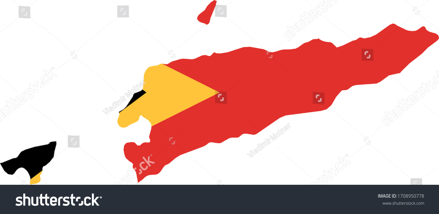 vector illustration of East Timor map with flag - Royalty Free Stock ...