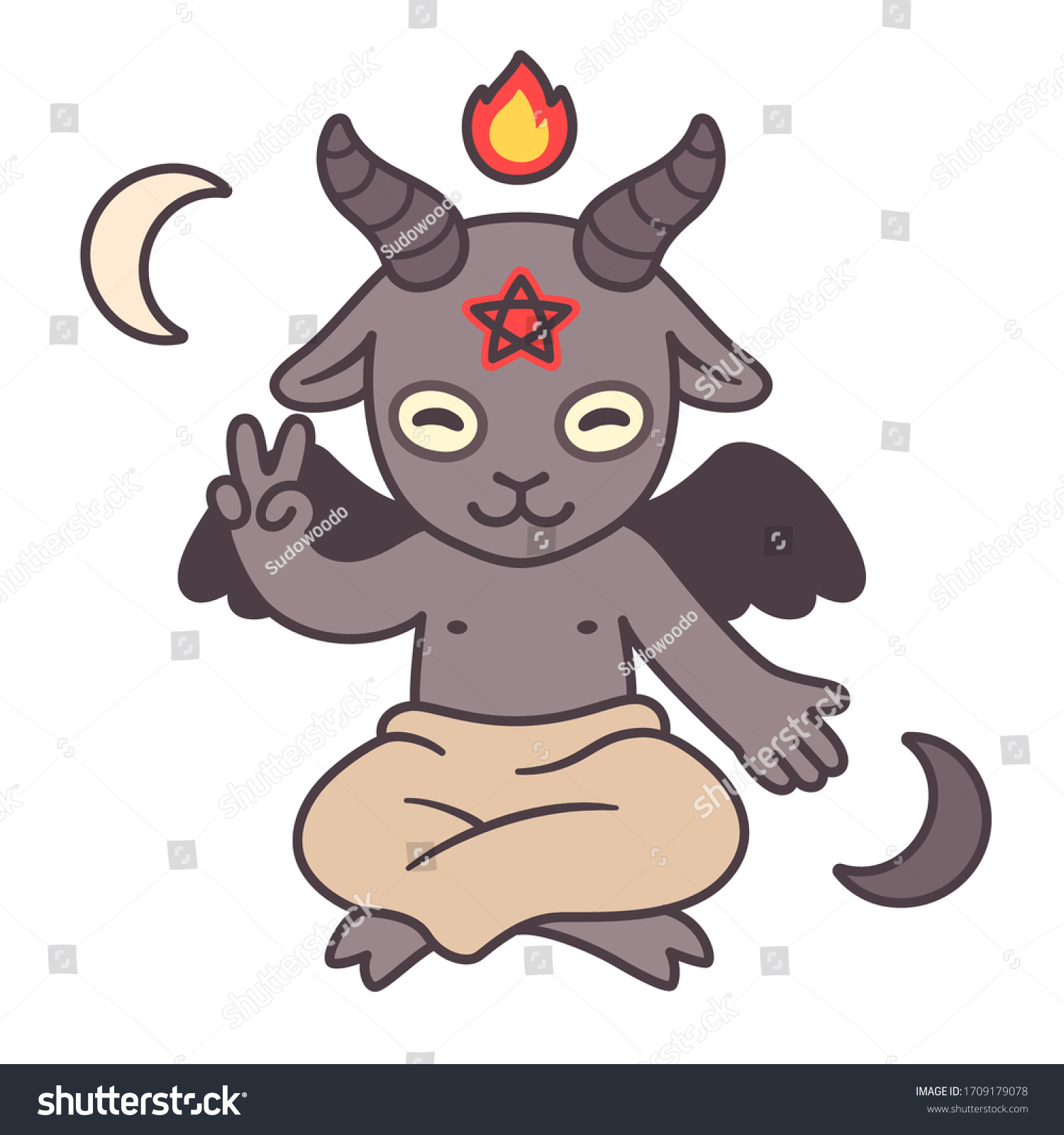 Cute cartoon Satan drawing, goat headed devil - Royalty Free Stock ...