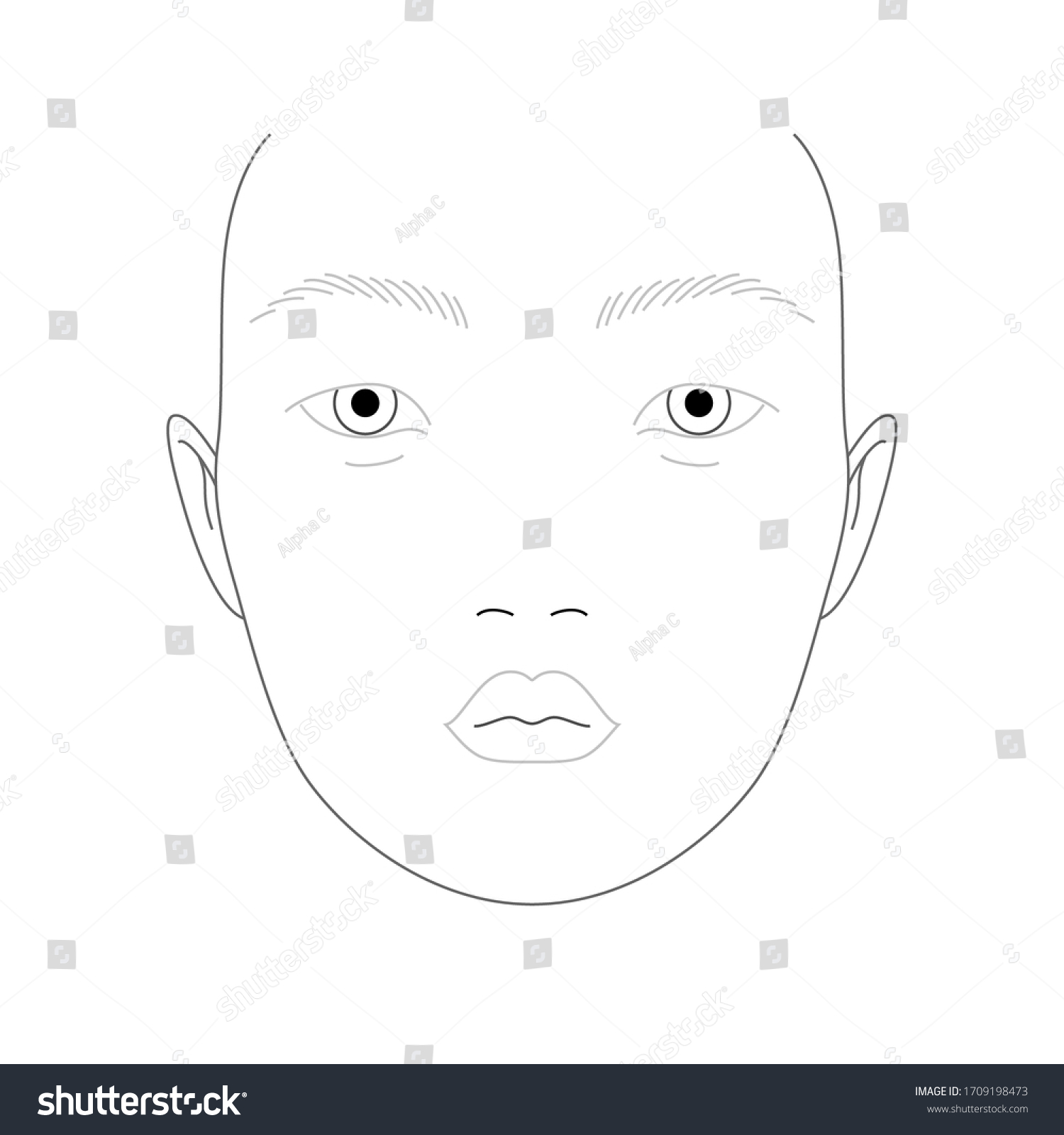 Face chart for makeup of asian woman - Royalty Free Stock Vector ...