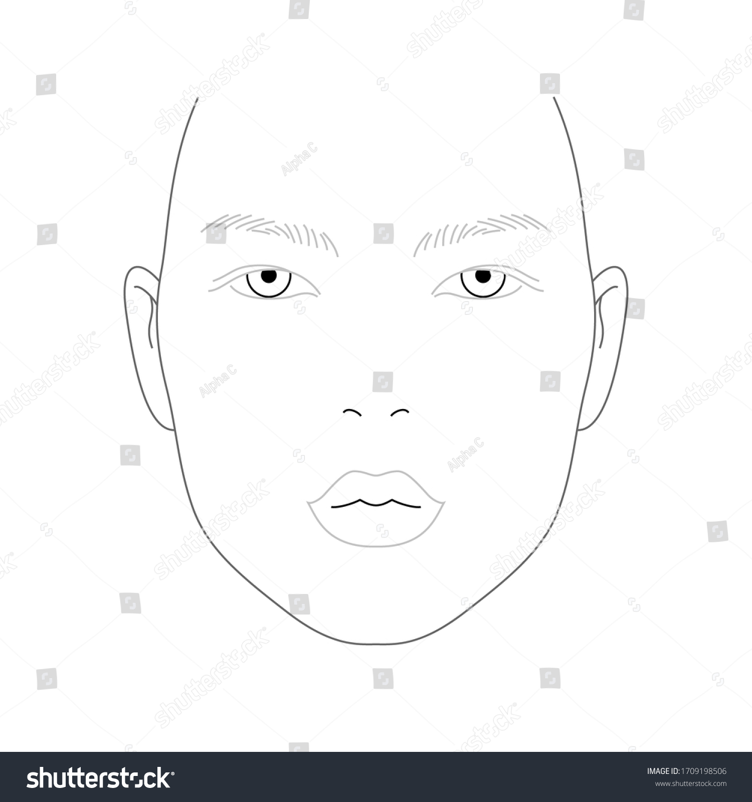 Face chart for makeup of asian woman Royalty Free Stock Vector