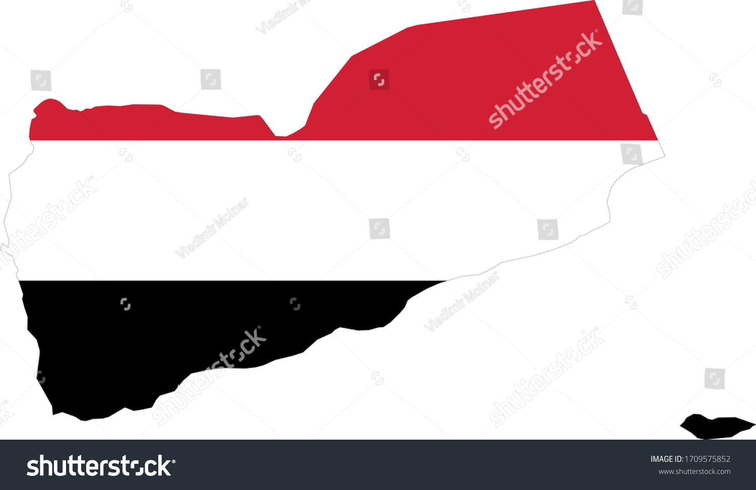 Vector Illustration Of Yemen Map With Flag Royalty Free Stock Vector 1709575852 