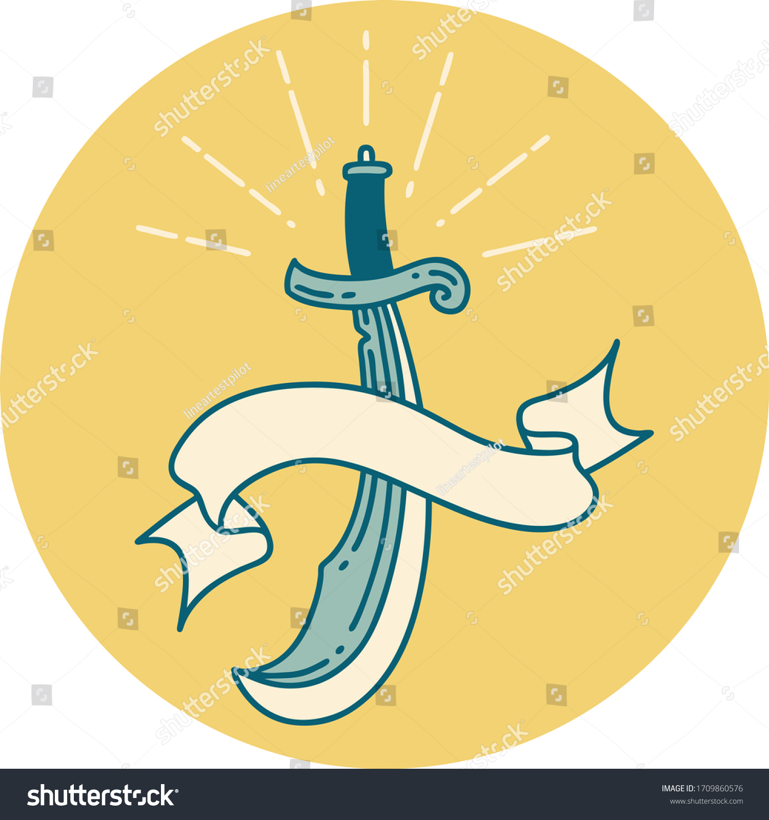 icon of a tattoo style scimitar sword - Royalty Free Stock Vector ...