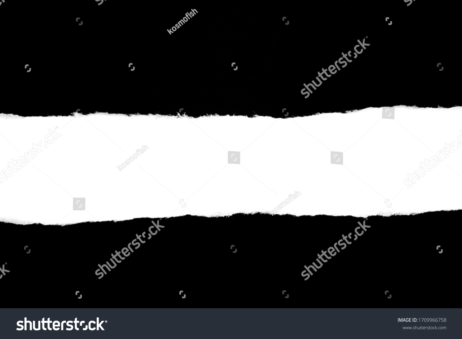 Isolated Rough Torn Rip Paper Cardboard Cut Stripe Piece Sheet Edge. Overlay Surface Texture Background.  #1709966758