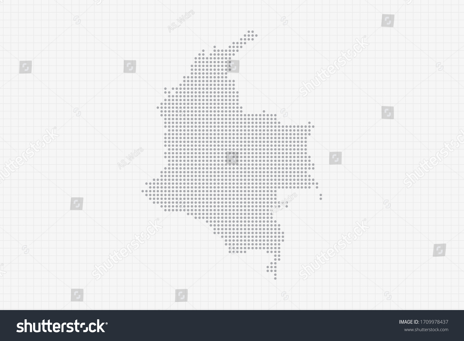 Pixel dotted map of Colombia in grey. Vector - Royalty Free Stock ...