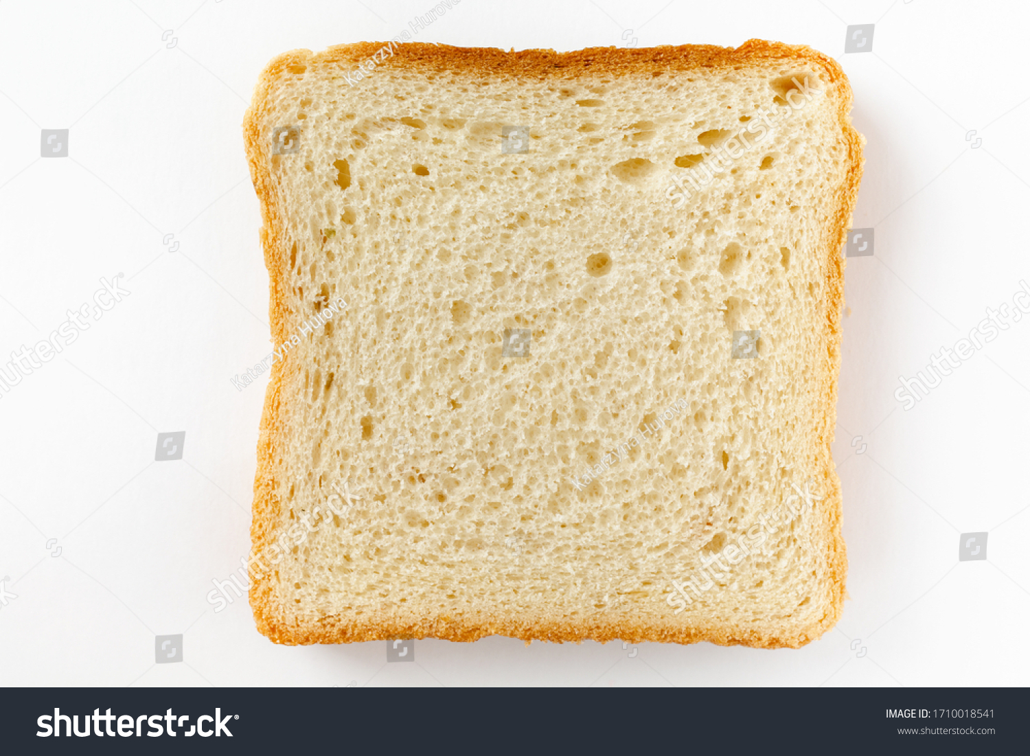 Slices toast bread isolated on white background. Top view, flat lay #1710018541