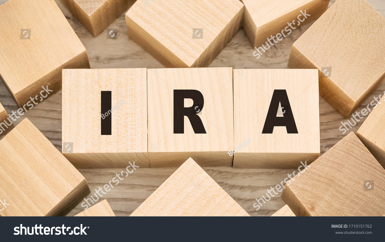 ira individual retirement account inscription on wooden blocks save money concept #1710151762