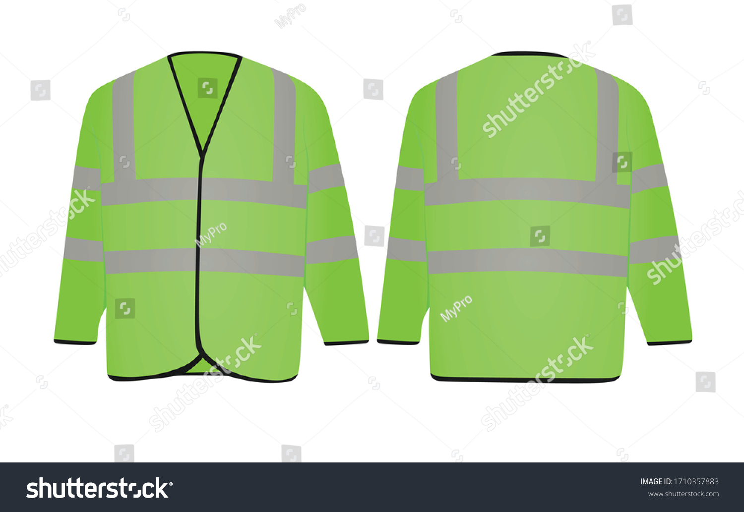 Green safety jacket. vector illustration #1710357883