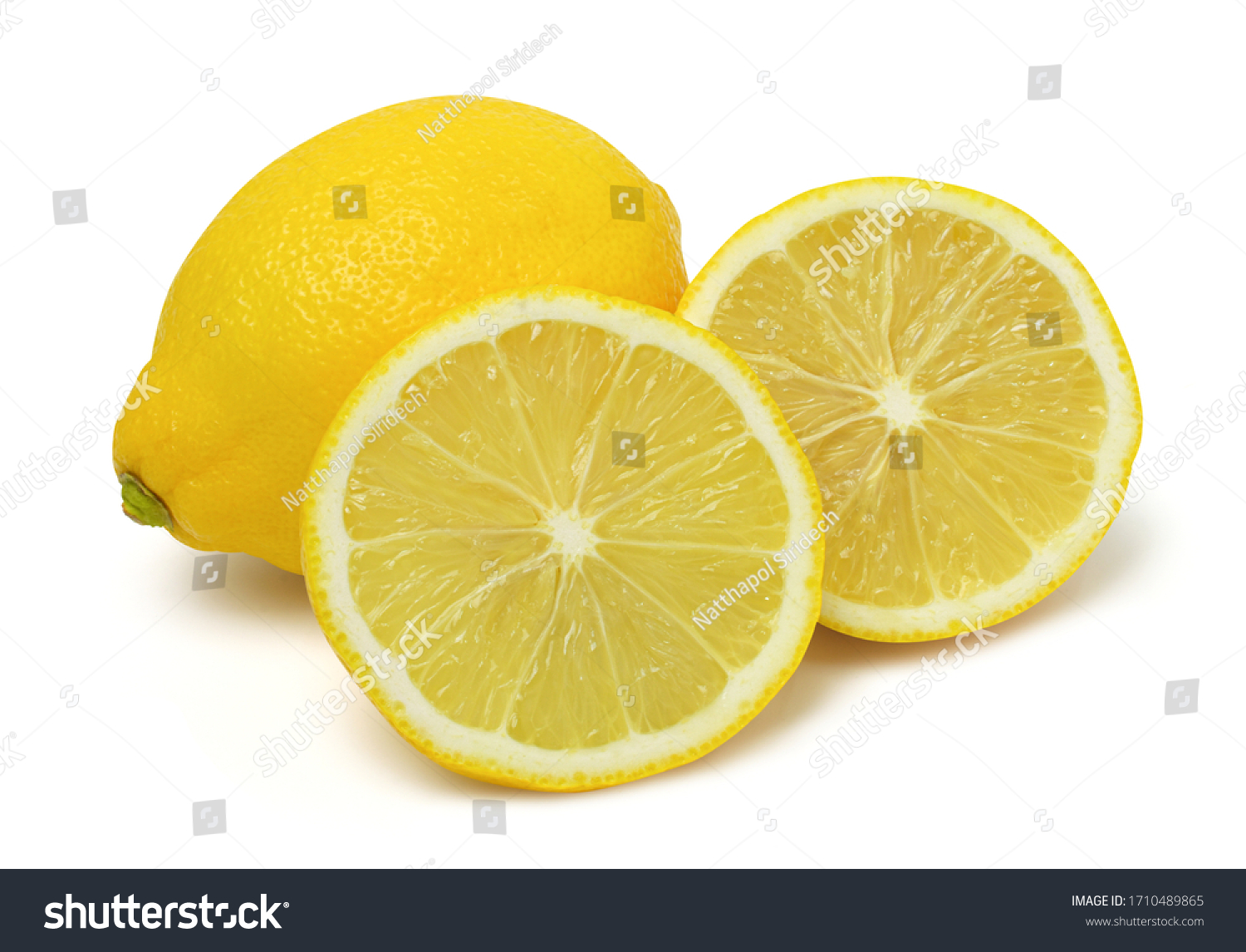 Close up,Sliced lemons fruit and lemon isolated on white background. #1710489865