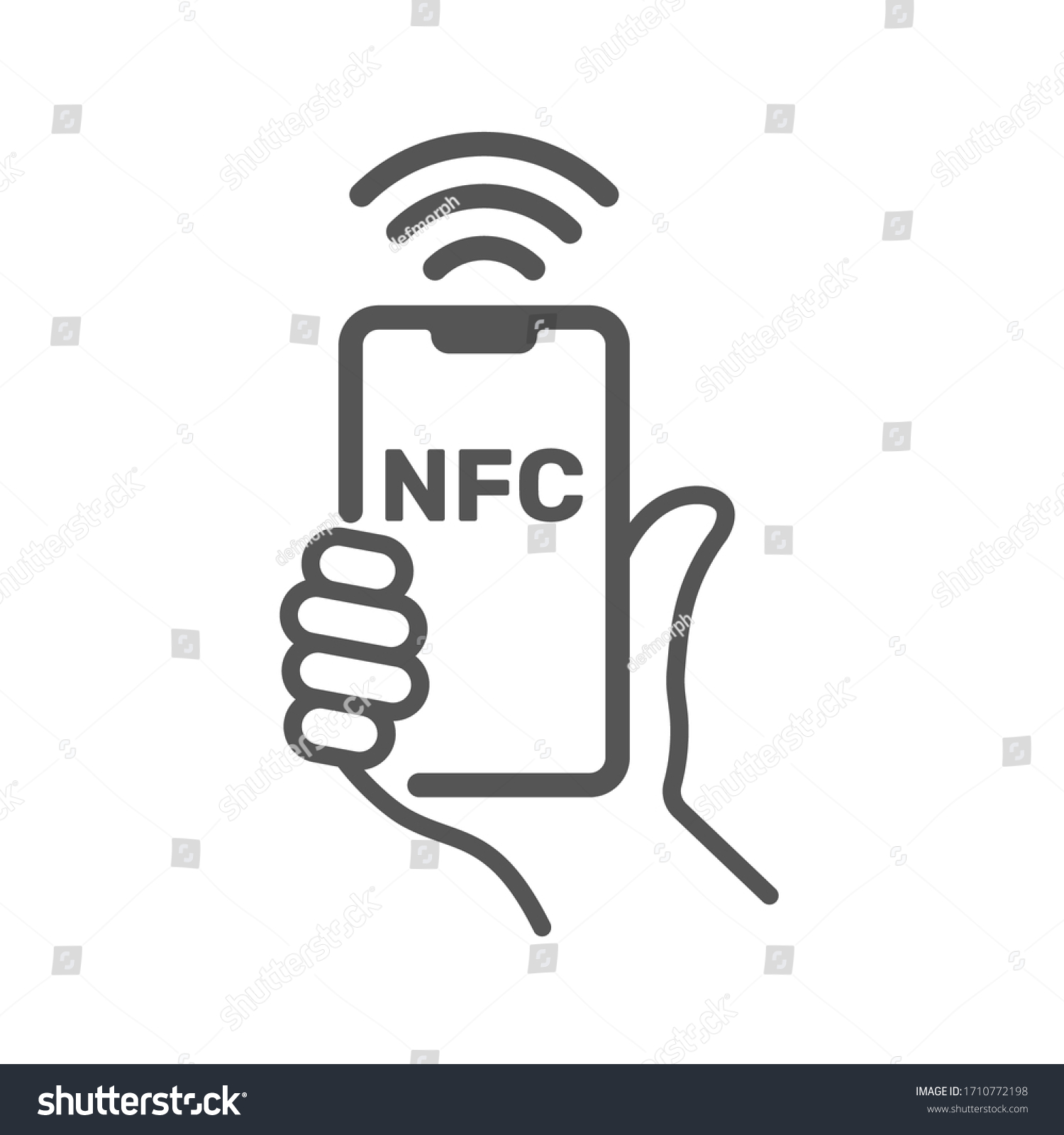 Near field communication, NFC  mobile phone, NFC payment with mobile phone smartphone flat vector icon for apps and websites #1710772198