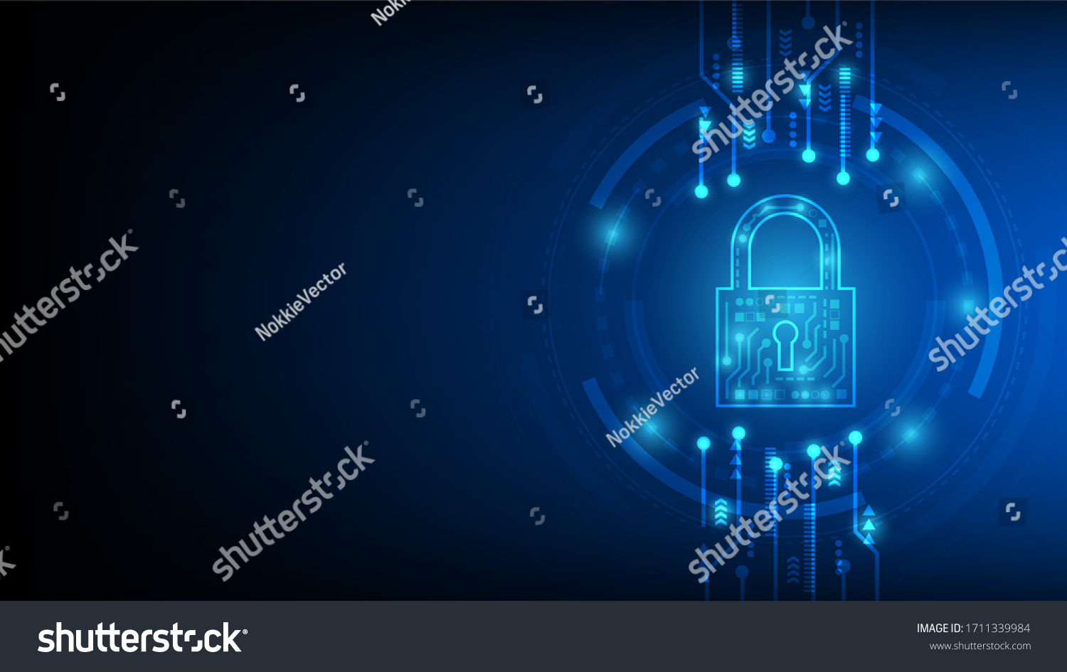 Cyber technology security, network protection background design, vector illustration #1711339984