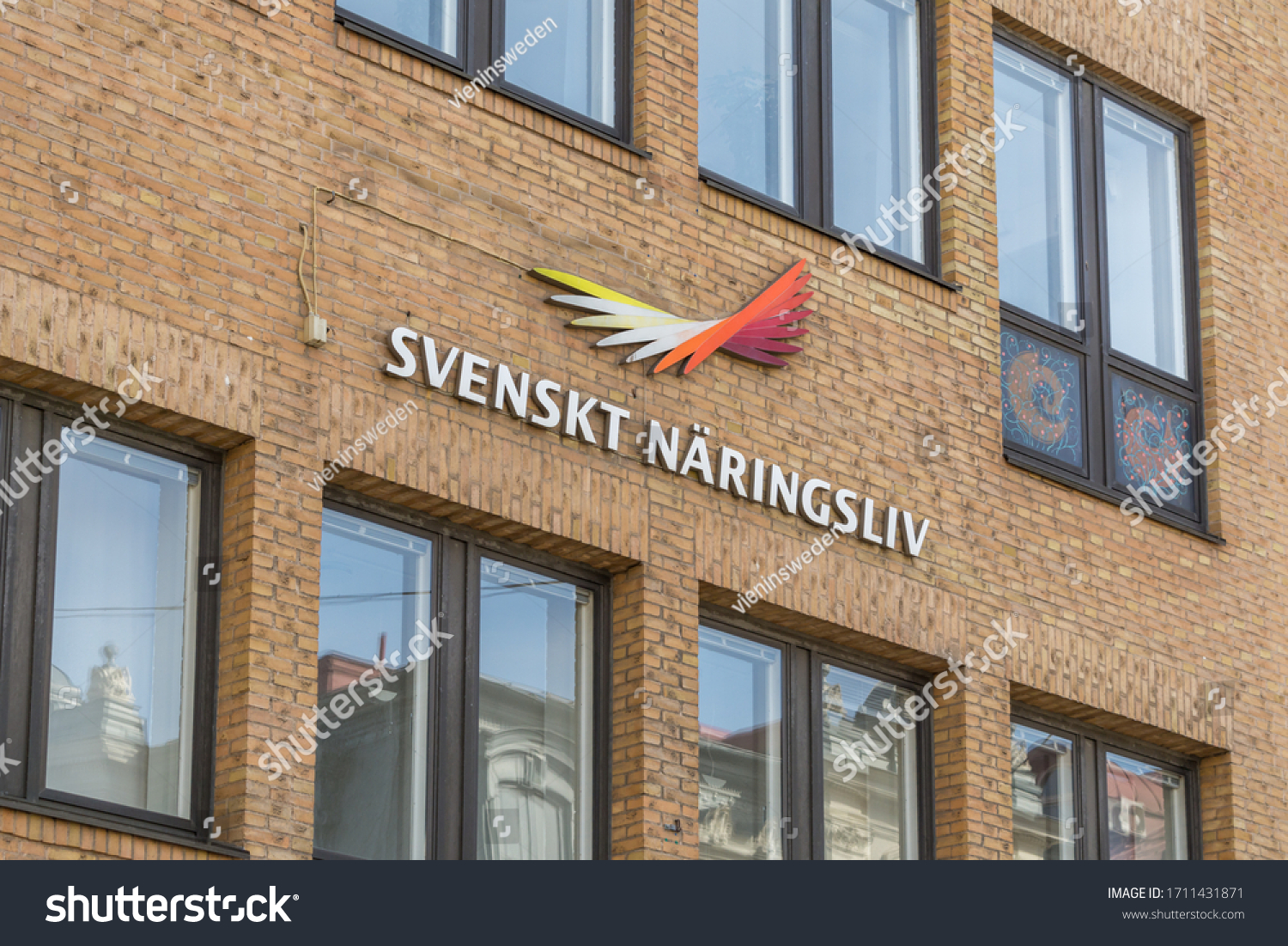Gothenburg, Sweden - April 14, 2020: Logo of Swedish Enterprise in central Gothenburg. #1711431871