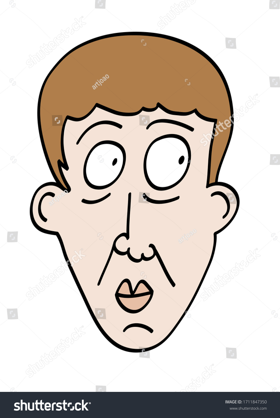 Pale Skin Man Face Cartoon - Royalty Free Stock Photo 1711847350 